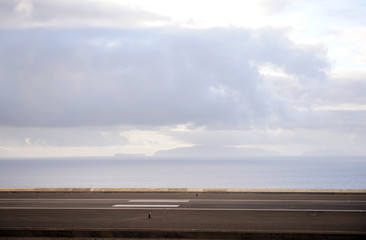 a runway over the ocean