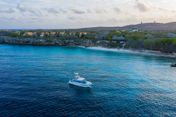 Aerial view over beach Playa Kalki on the western side of  Curaçao/Caribbean /Dutch Antilles