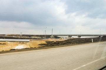 Road works near the overpass.
