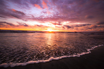 Purple pink sunset in Bali Indonesia