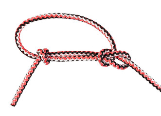 bowline knot tied on synthetic rope cut out