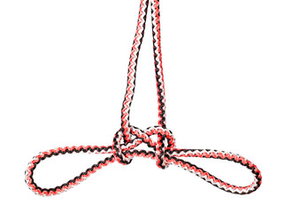 another side of sheepshank knot tied on rope