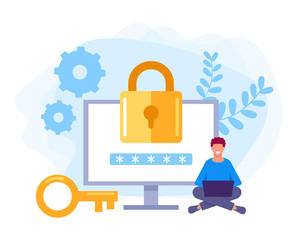 Personal data protection network concept. Vector flat graphic design isolated illustration