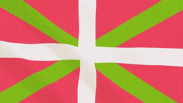 Basque Country flag waving in the wind. Background with rough textile texture. Animation loop