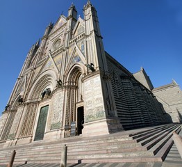 Wide view of Cathedral of Orvieto in Italy