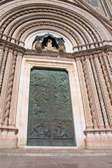 big door of the Cathedral of Orvieto an italian town