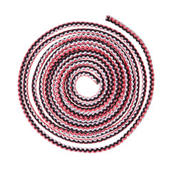 multicolour rope coil laid on white