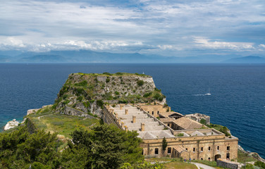 Fototapeta na wymiar Mandraki tower in the Old Fortress in the town of Corfu