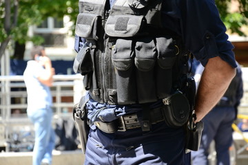 Police force photographed during a demonstration