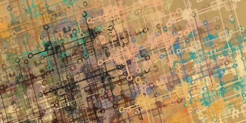Artistic sketch backdrop material. Abstract geometric pattern. Chaos and random. Modern art drawing painting. 2d illustration. Digital texture wallpaper.