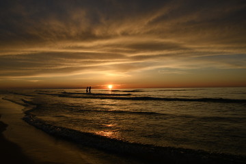 Extremely beautiful sunset on the beach of Debki