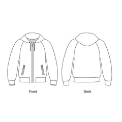 Jacket with zipper and hood vector. Jacket line drawing vector. © Iryna