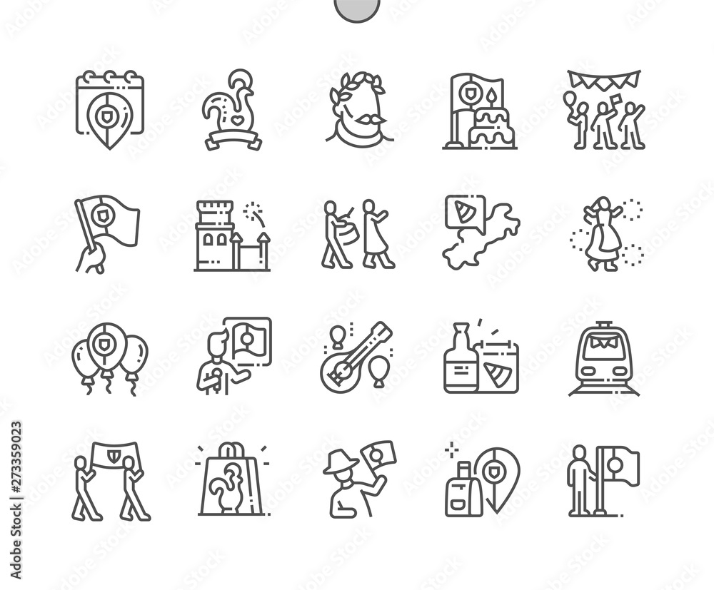 Poster portugal day well-crafted pixel perfect vector thin line icons 30 2x grid for web graphics and apps.