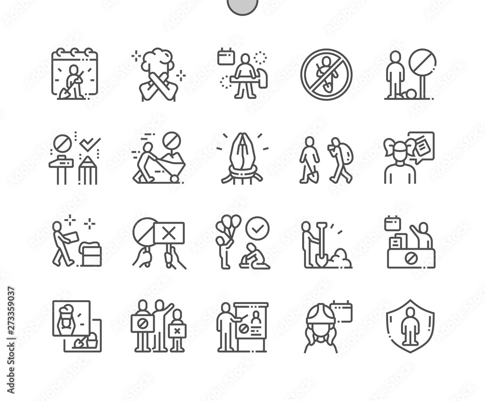 Poster world day against child labour well-crafted pixel perfect vector thin line icons 30 2x grid for web 