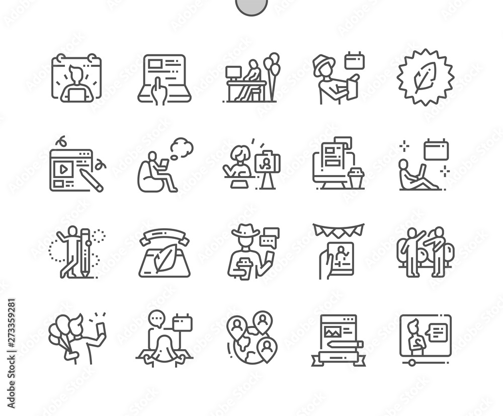 Fototapete international blogger’s day well-crafted pixel perfect vector thin line icons 30 2x grid for web gra