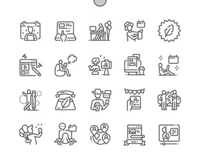 International blogger’s day Well-crafted Pixel Perfect Vector Thin Line Icons 30 2x Grid for Web Graphics and Apps. Simple Minimal Pictogram