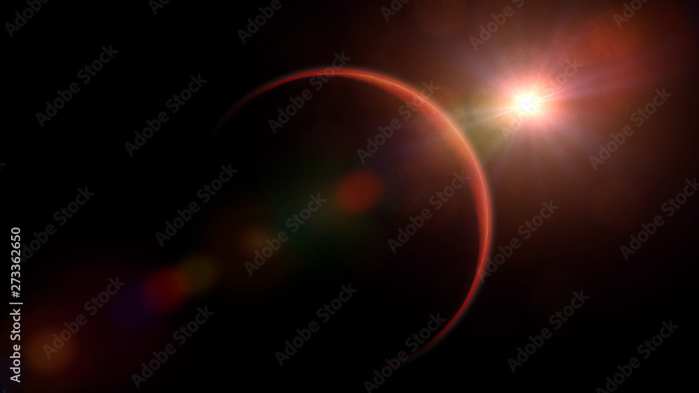 Canvas Prints sunrise over planet mars, the red planet with visible atmosphere (3d illustration, elements of this 