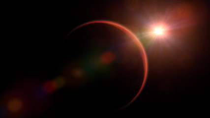 sunrise over planet Mars, the red planet with visible atmosphere (3d illustration, elements of this image are furnished by NASA)