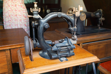 old vintage circle sewing machine collection