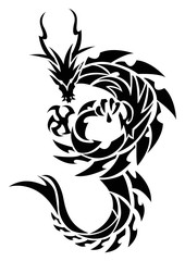 トライバルドラゴン。 ステッカーのデザイン。龍のデザイン。