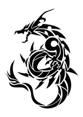 トライバルドラゴン。 ステッカーのデザイン。龍のデザイン。