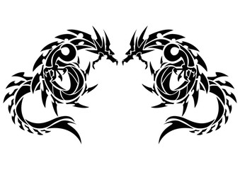 トライバルドラゴン。 ステッカーのデザイン。龍のデザイン。