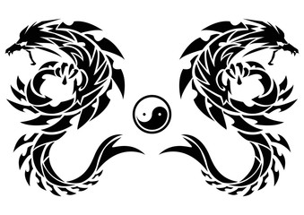 トライバルドラゴン。 ステッカーのデザイン。龍のデザイン。