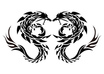 トライバルドラゴン。 ステッカーのデザイン。龍のデザイン。