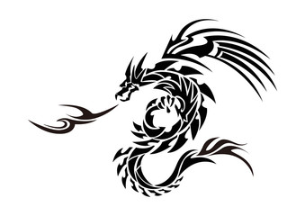 トライバルドラゴン。 ステッカーのデザイン。龍のデザイン。