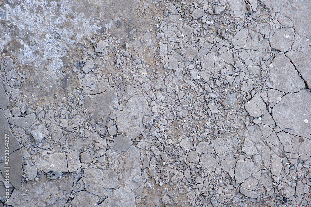 Wall mural fragment of gray cracked cement floor