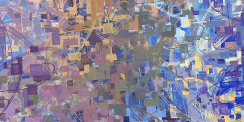 Fototapeta premium Artistic sketch backdrop material. Abstract geometric pattern. Chaos and random. Modern art drawing painting. 2d illustration. Digital texture wallpaper.