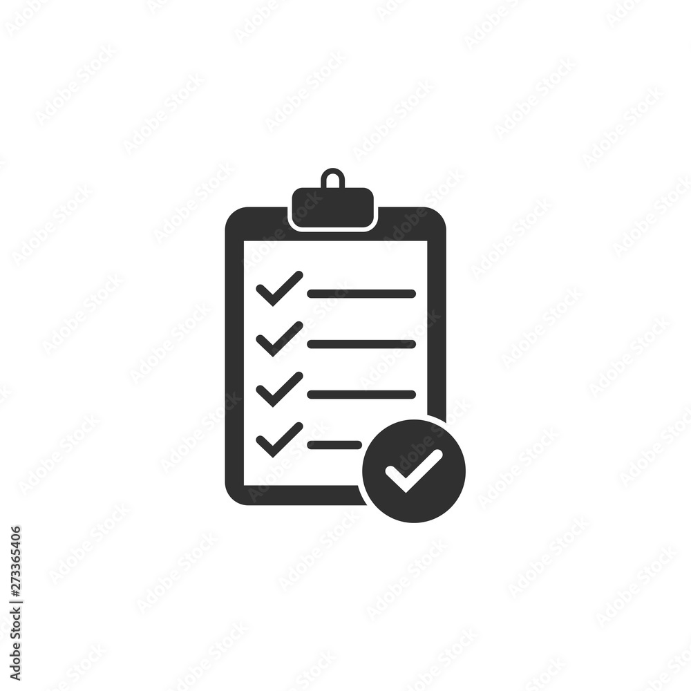 Poster check list icon vector illustration. one of set web icons. document with check mark symbol. chek mar