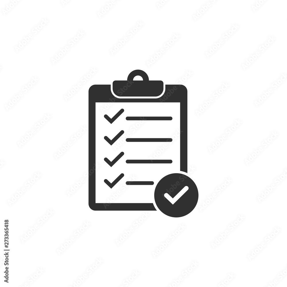 Poster check list icon vector illustration. one of set web icons. document with check mark symbol. chek mar