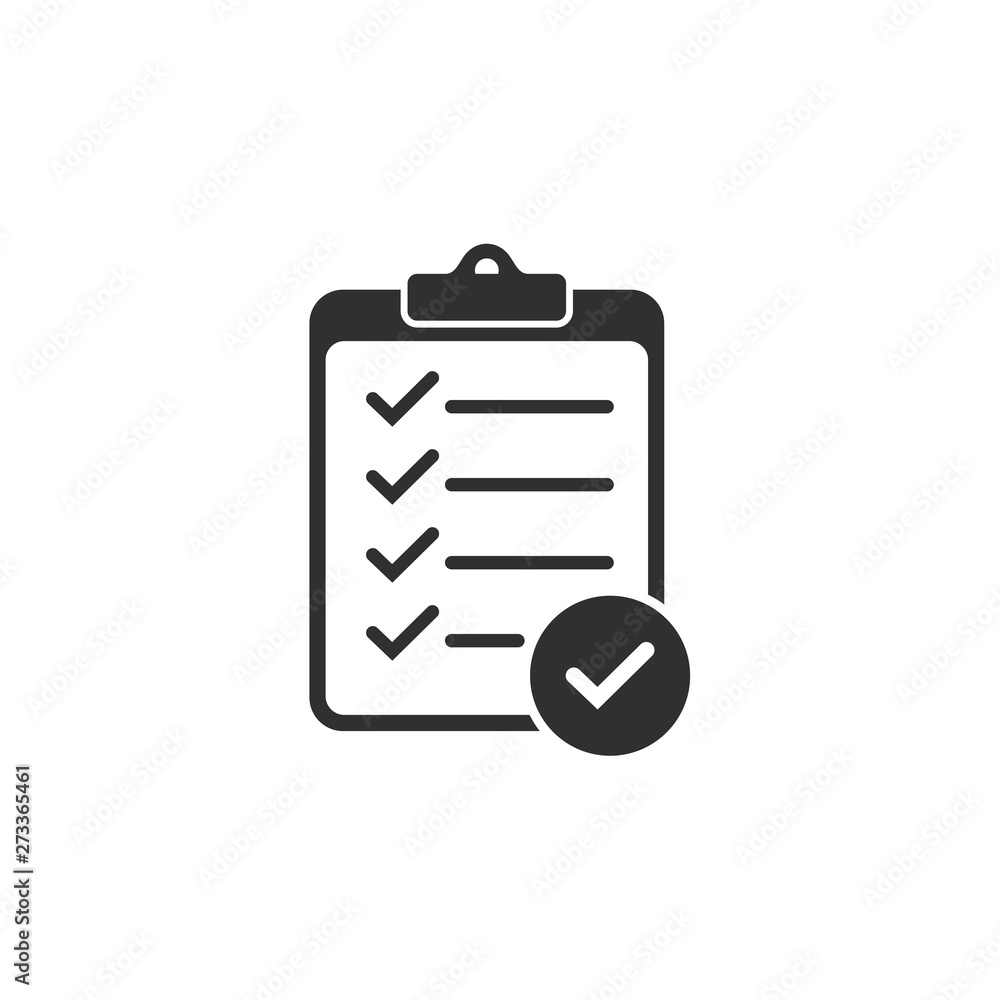 Poster check list icon vector illustration. one of set web icons. document with check mark symbol. chek mar