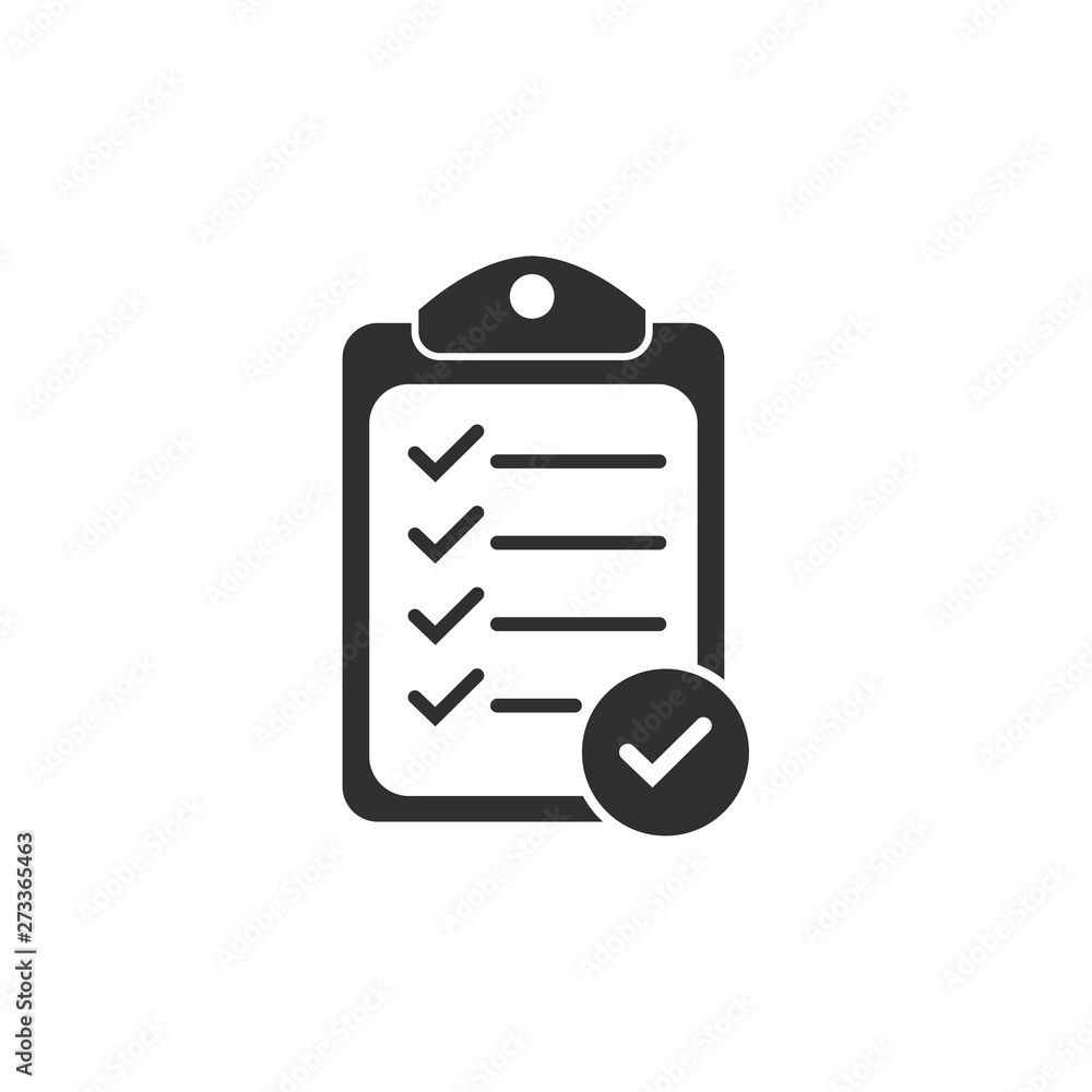 Poster check list icon vector illustration. one of set web icons. document with check mark symbol. chek mar