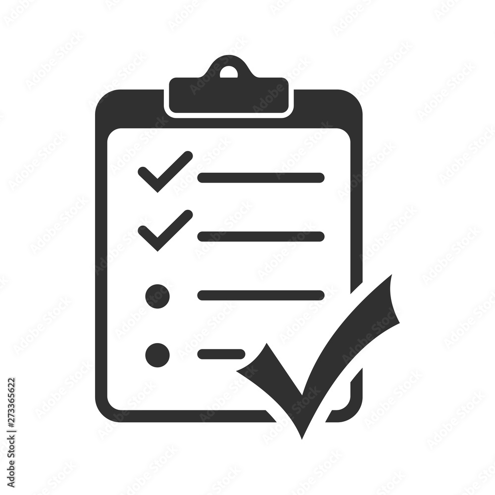 Poster check list icon vector illustration. one of set web icons. document with check mark symbol. chek mar