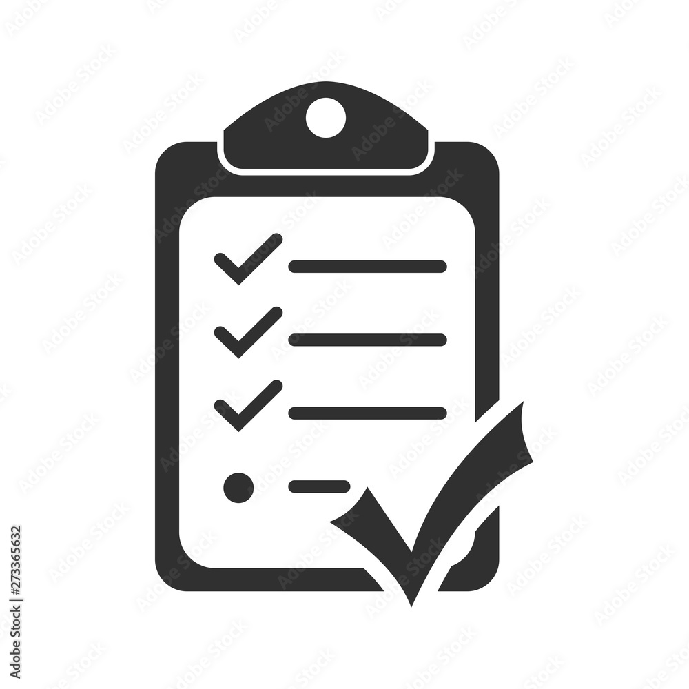 Poster check list icon vector illustration. one of set web icons. document with check mark symbol. chek mar