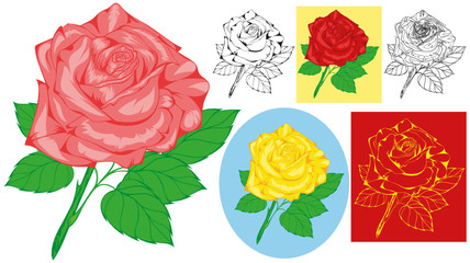 The image of a rose, which is very well suited for embroidery, tattooing, or other purposes.