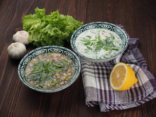 Russian summer cold soup okroshka