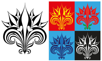 Lily drawing / fairytale motives / for tattoo, embroidery, print.