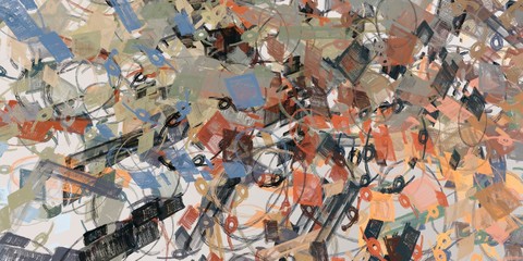Fototapeta premium Artistic sketch backdrop material. Abstract geometric pattern. Chaos and random. Modern art drawing painting. 2d illustration. Digital texture wallpaper.