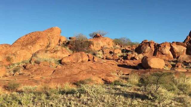  Landscape view of Devils Marbles Karlu Karlu in the Northern Territory, Australia.