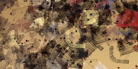 Artistic sketch backdrop material. Abstract geometric pattern. Chaos and random. Modern art drawing painting. 2d illustration. Digital texture wallpaper.