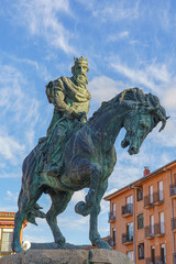 Equestrian statue of King Alfonso VIII, San Pedro de Alc ntara Square, Plasencia, Spain, called the...