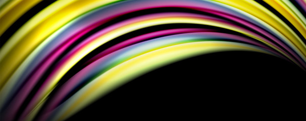 Fluid color waves with light effects, vector abstract background