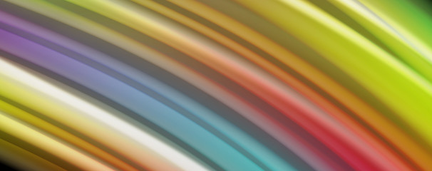 Modern rainbow liquid color flow colorful poster. Wave Liquid shape in black color background. Abstract composition