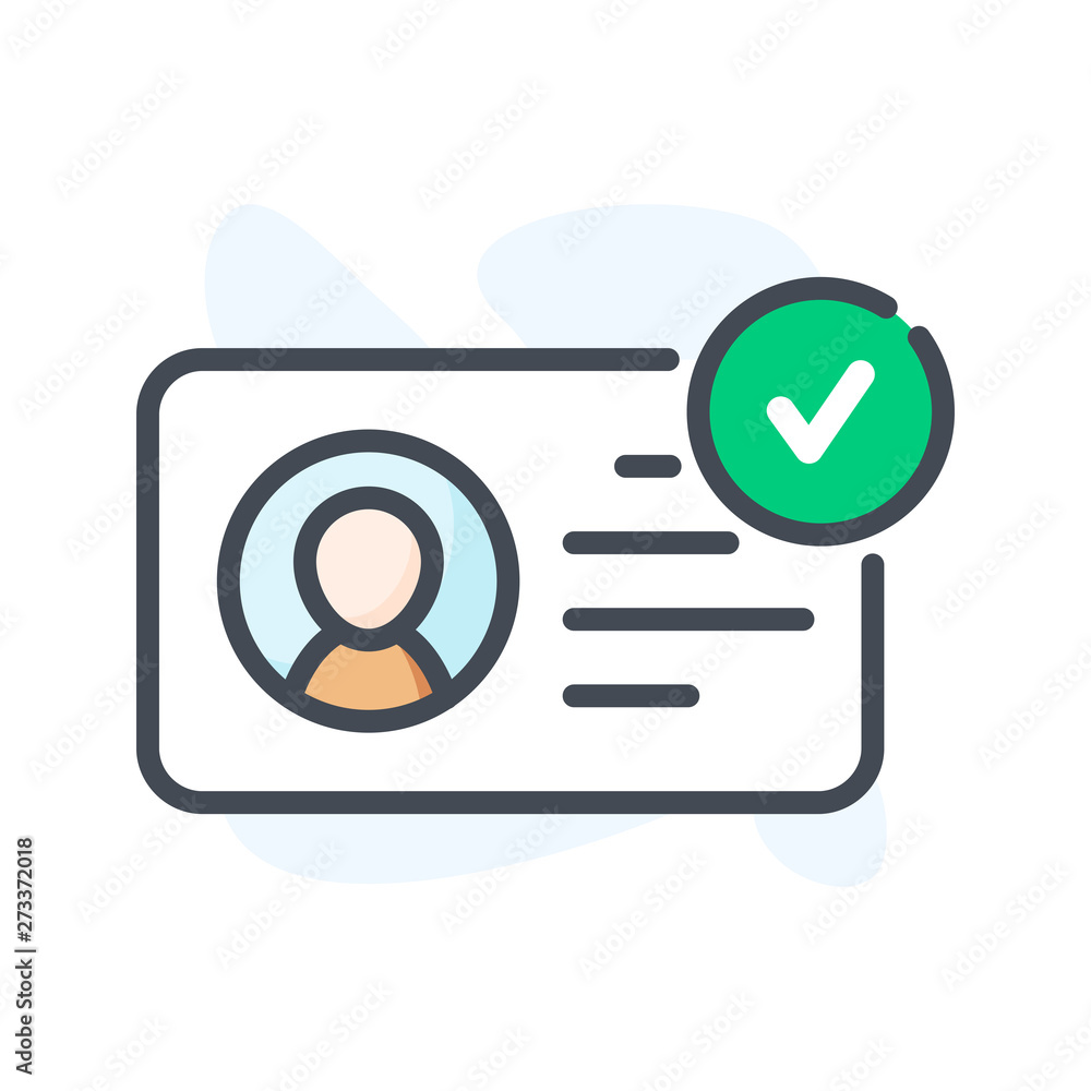 Poster identification card vector illustration. verification badge color line icon.