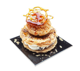 Decorative elegant cake for dessert, On a white background.