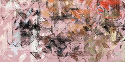 Artistic sketch backdrop material. Abstract geometric pattern. Chaos and random. Modern art drawing painting. 2d illustration. Digital texture wallpaper. 