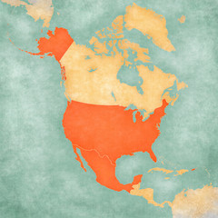 Map of North America - USA and Mexico